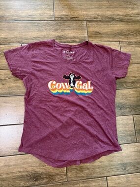 Ariat Ladies Cow Gal Tee Womens XL Purple Cotton Blend Cowgirl
Graphic